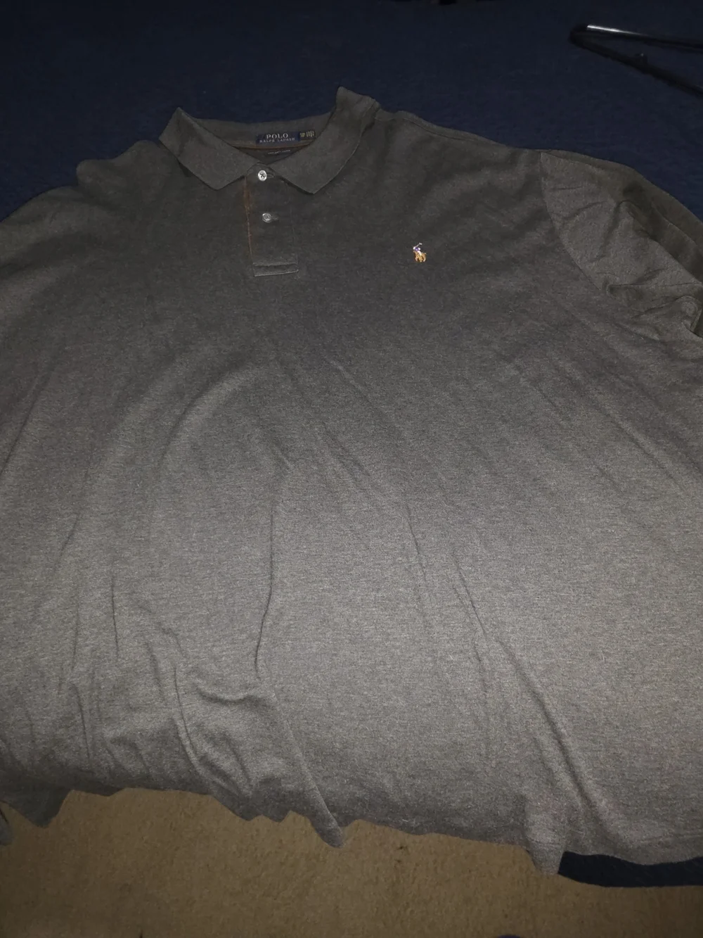 3XB Polo by Ralph Lauren Dark Charcoal Long-Sleeve Polo PIMA SOFT COTTON NICE